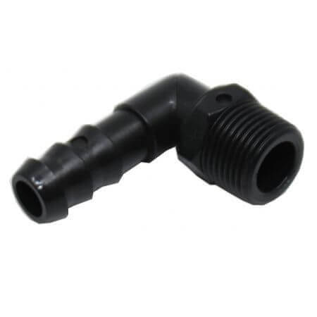 Knee with hose tail for plastic hose 12mm