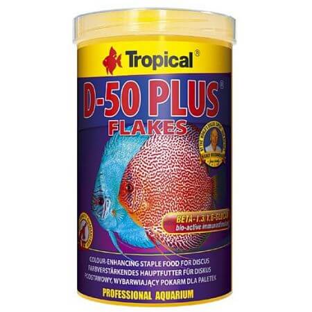 Tropical D-50 Plus flakes - 250ml. Color-enhancing flake food