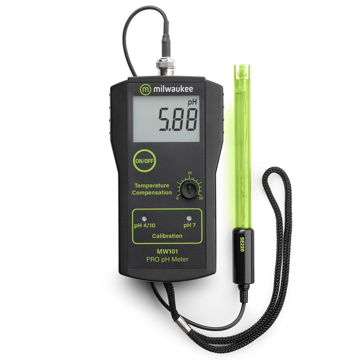 Milwakee Portable pH meter 0.00-14.00 with point manual calibration,  incl. Electrode Milwaukee water quality measuring instruments Measure   control