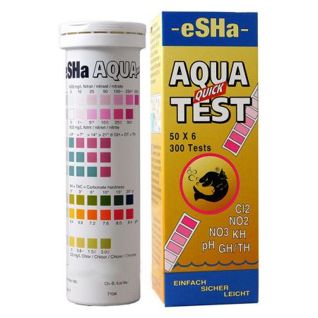 Esha - Aqua Quick test-50 test strips freshwater - Chlorine, pH, GH, KH, Nitrite, Nitrate