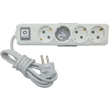Schuko 4-way power strip with 2m cable