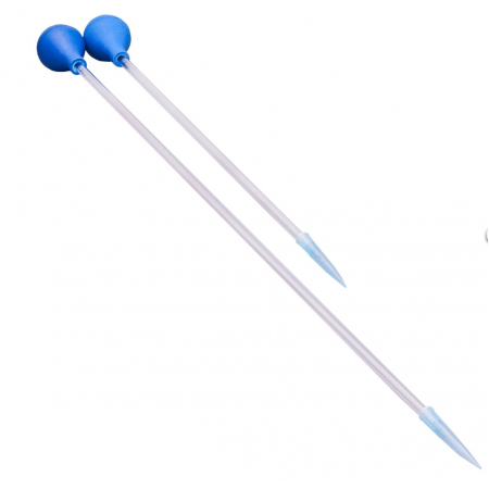 Set of 2 thin plastic pipettes, 37 + 57 cm. with small balloon